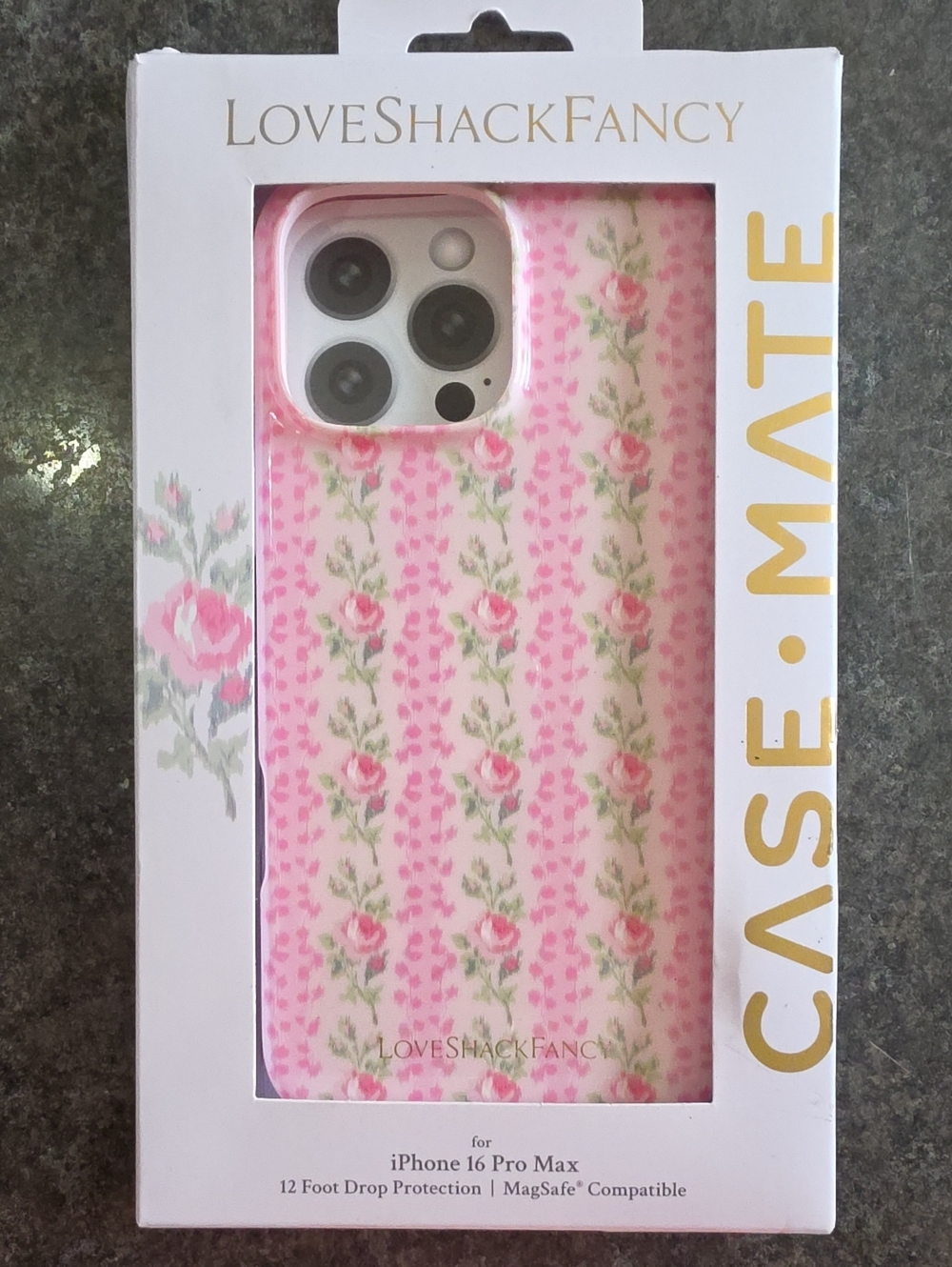 LoveShackFancy Pink Rose Stripe iPhone Case
